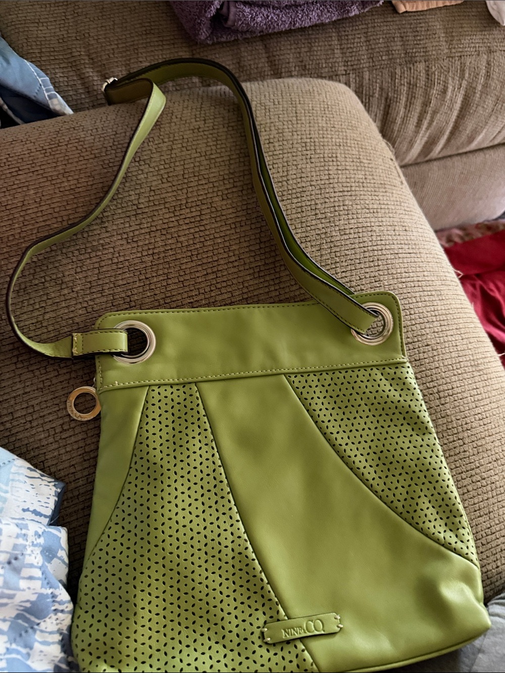 Nine & Co. Green Perforated Shoulder Bag